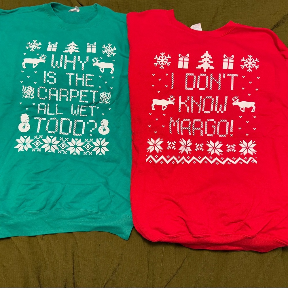 Set of 2 Christmas Vacation Todd (Size L) and Margo (Size 2XL) Sweatshirt Set